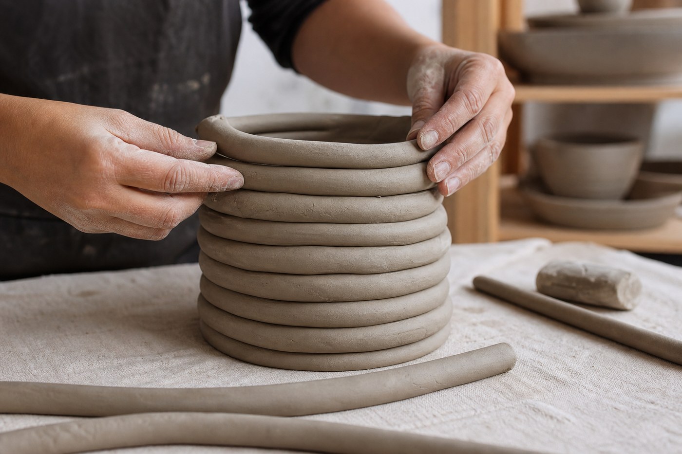 Hand-building pinch pot and coil technique workshop